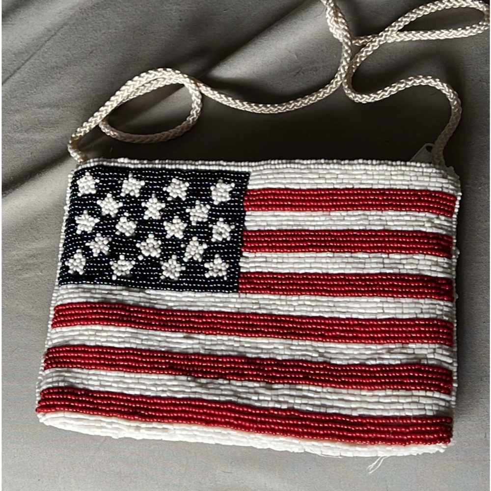 American flag beaded purse